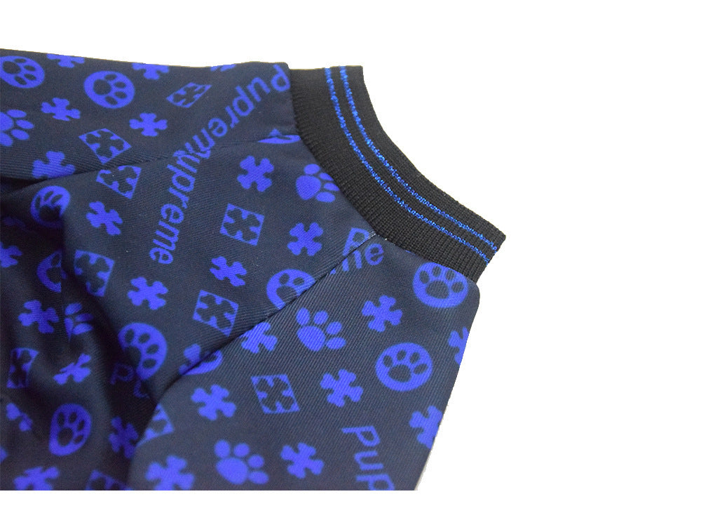 Celebrity dog clothes with all-over dog paw print